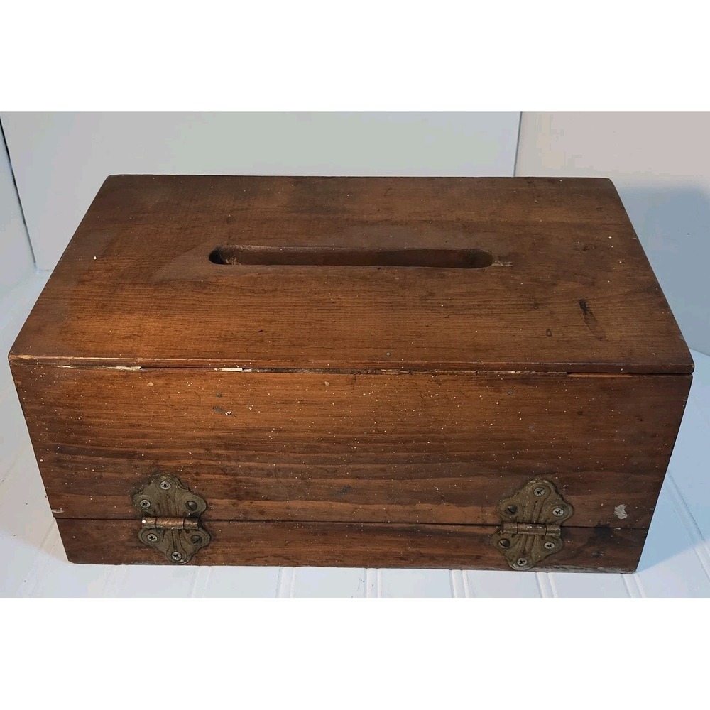 Antique / Vintage Wooden Ballot Box Lockable Hinged Money Deposit Tithe Rustic‎